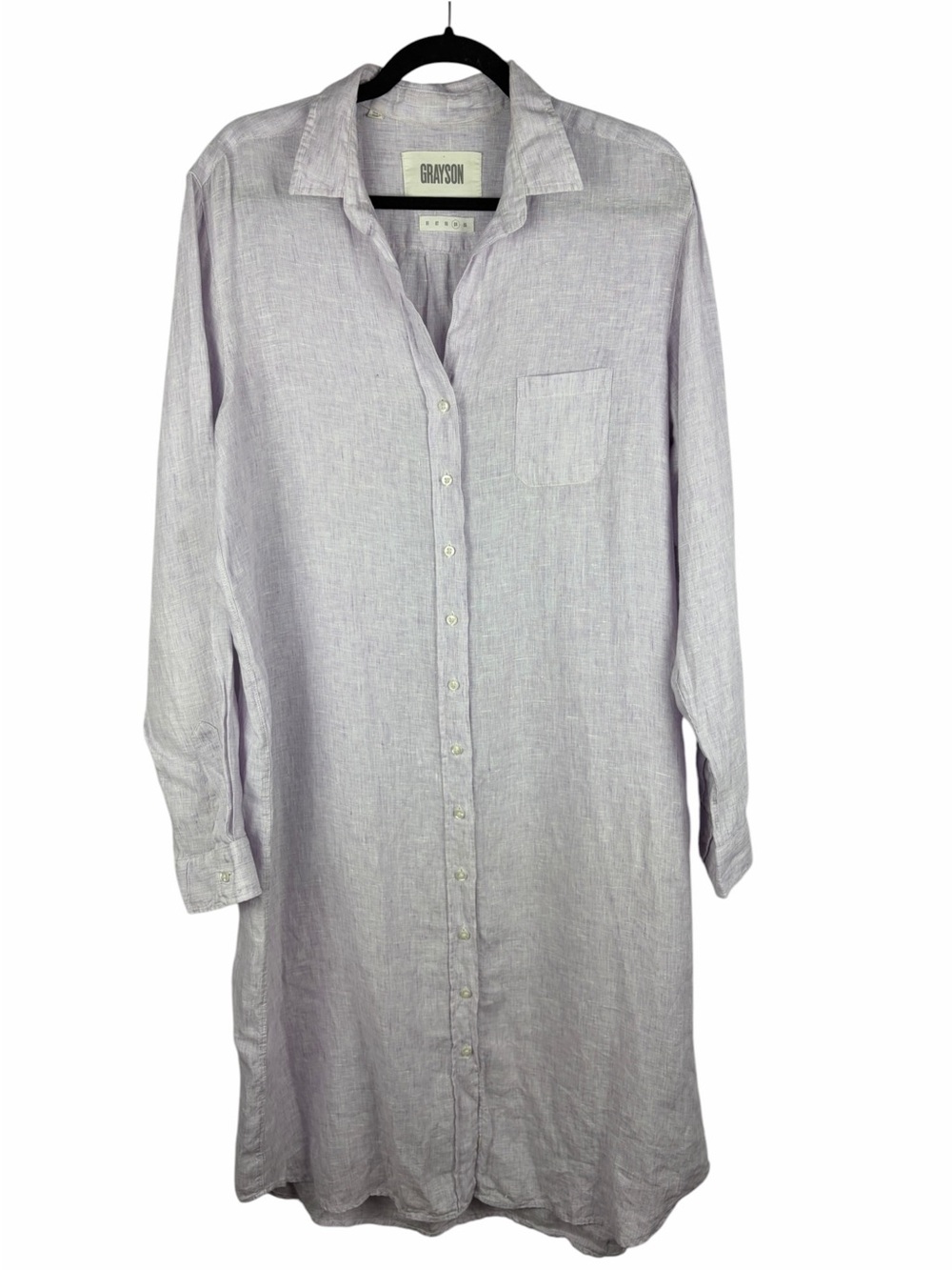 Grayson The Hero 100% Linen Midi Shirt Dress Size 04 Light Lavender